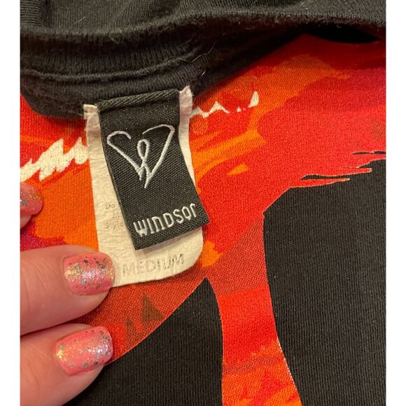 Y2K Windsor Wet red Lips Crop Top Tee Black dripping kiss - Picture 4 of 6